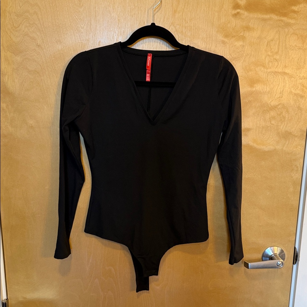 SPANX Black V-Neck Long Sleeve Bodysuit Medium